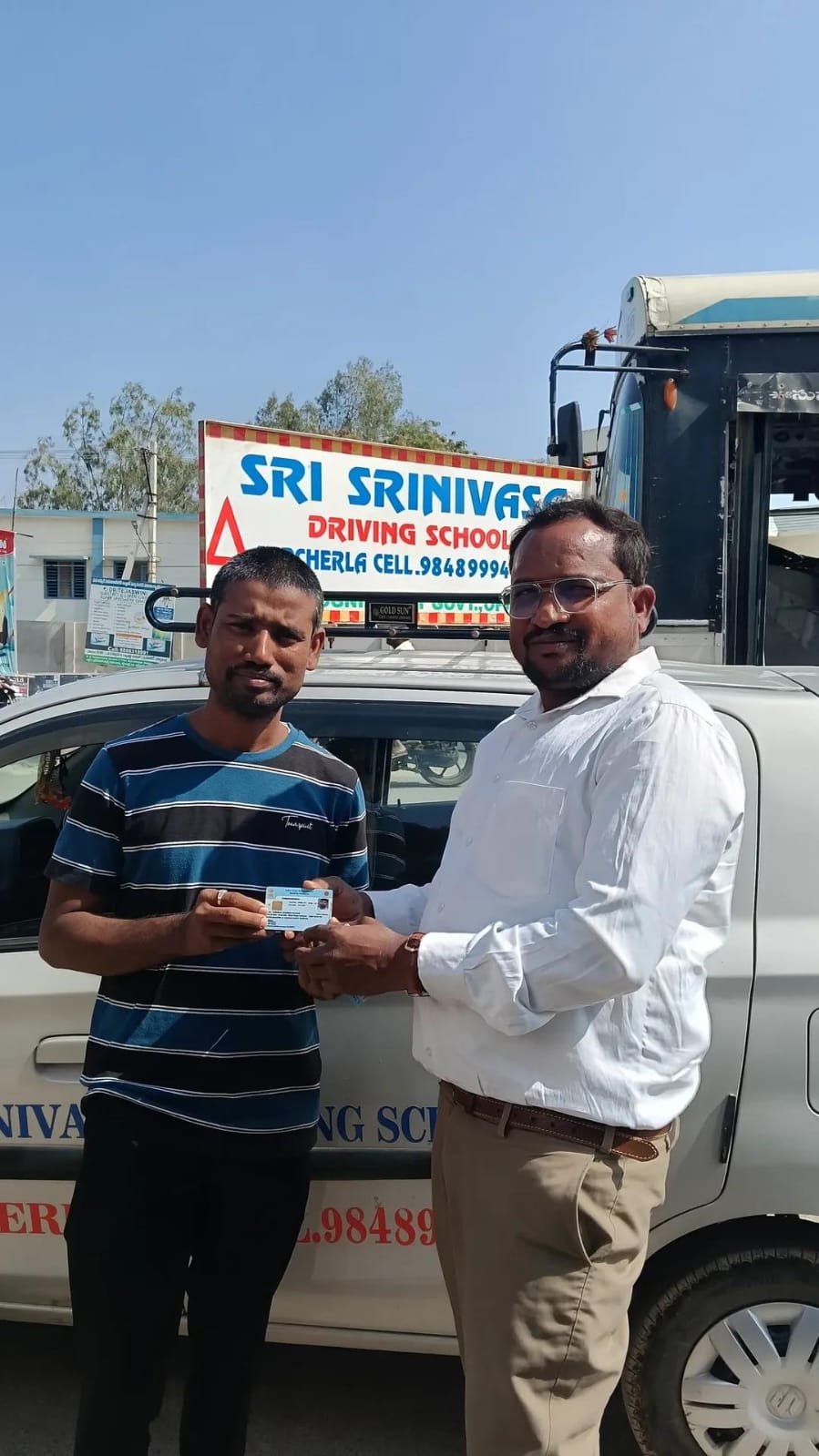 Driving school student with instructor